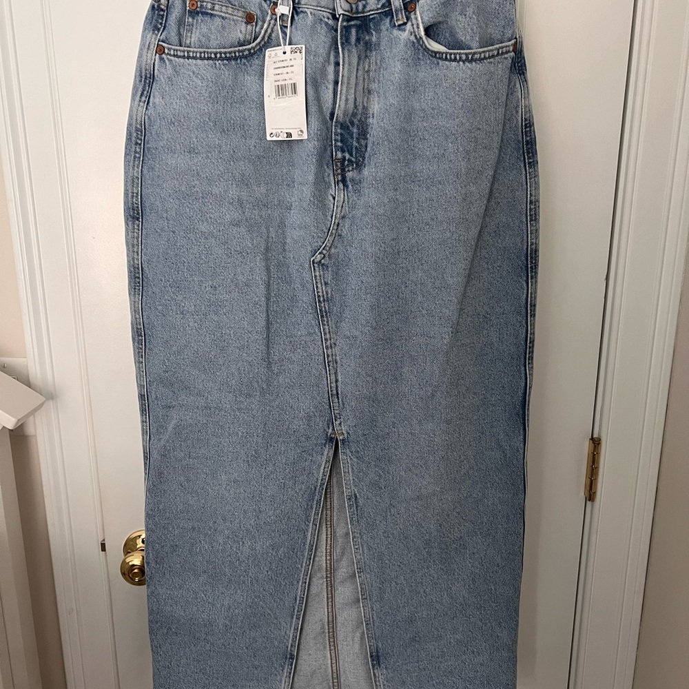 Mango Blue Midi Skirt